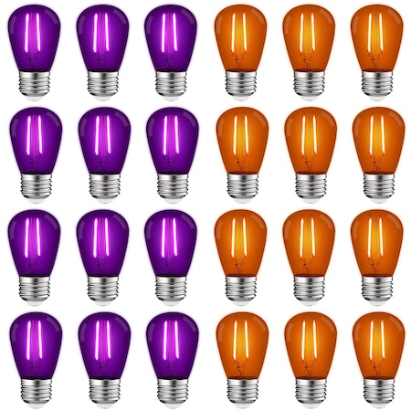 Luxrite S14 LED Edison Purple and Orange Light Bulbs 0.5W Colored Bulb for String Lights E26 Base, 12PK LR21731 LR21736-12PC